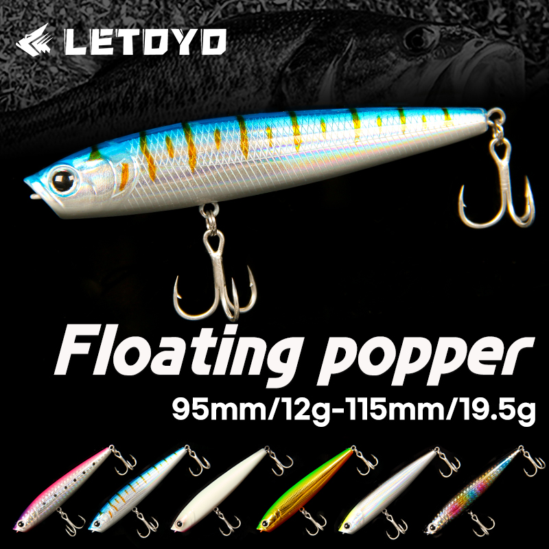 Fishing Lure Topwater - LETOYO 12g/19.5g Yüzen Popper Cazibesi Uzun